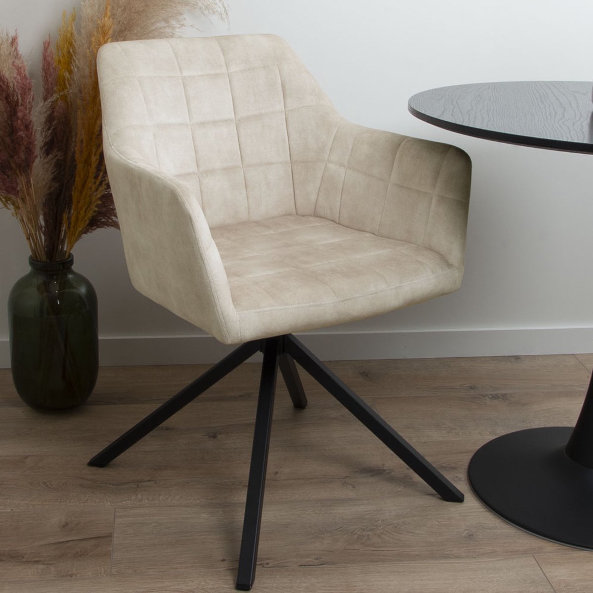 Milton & Oldbrook Velvet Eetkamerstoel Draaibaar Malmo Luxe Wit