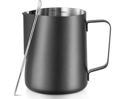 Ibenzoa® Roestvrijstalen Melkopschuimer van 600ml met Latte Art Pen en Ingebouwde Maataanduiding voor Koffiespecialiteiten