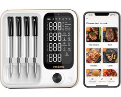 INKBIRD INT-14-BW WHITE Edittion LUXE WiFi & Bluetooth BBQ Thermometer – Draadloze Vleesthermometer met App – Voor Barbecue, Oven en Grill – Keukenthermometer- Model 2025