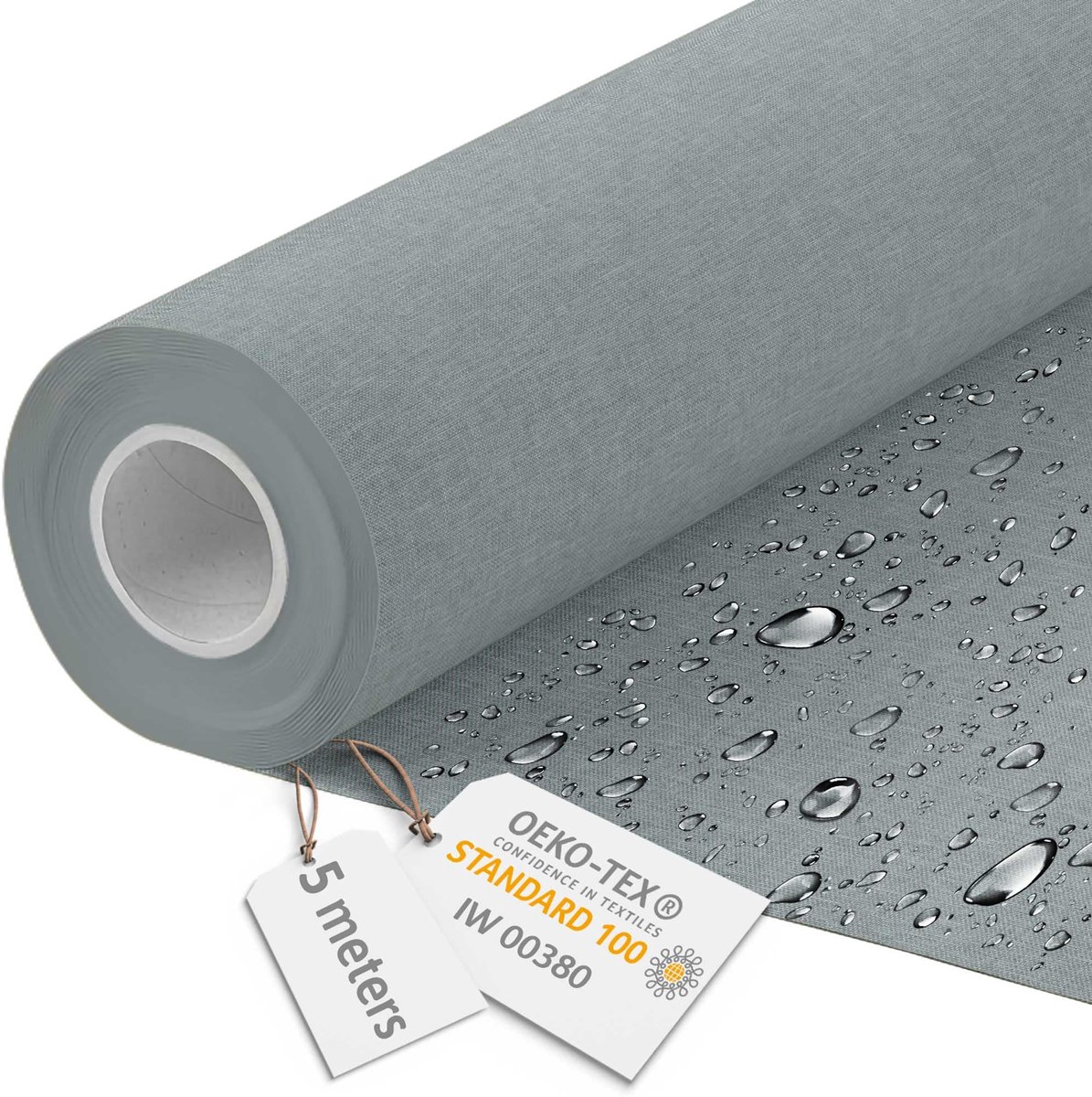 DreamRoots Canvas Waterdicht - Meubelstof per meter, Plat Imitatie 160 cm Breed - Waterafstotende stof 220 g/m2 600D - Zonneschermstof Waterdicht per meter, Lichtgrijs 5M