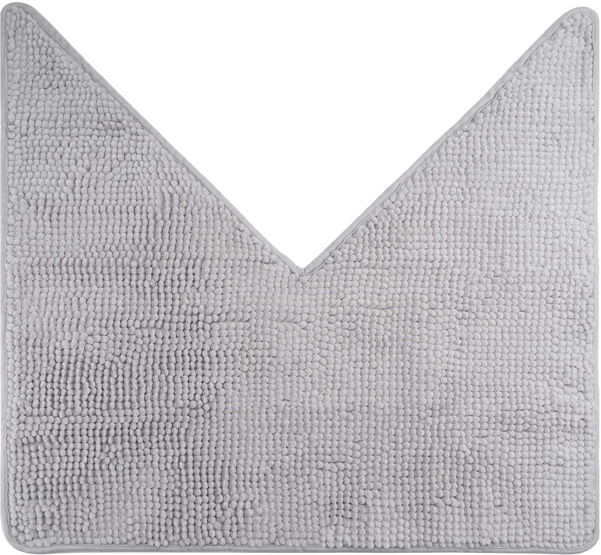 fluffy® Chenille badmat voor hoekdouches met antislip onderkant (V-vorm | binnenmaat 45 x 45 cm, grijs)