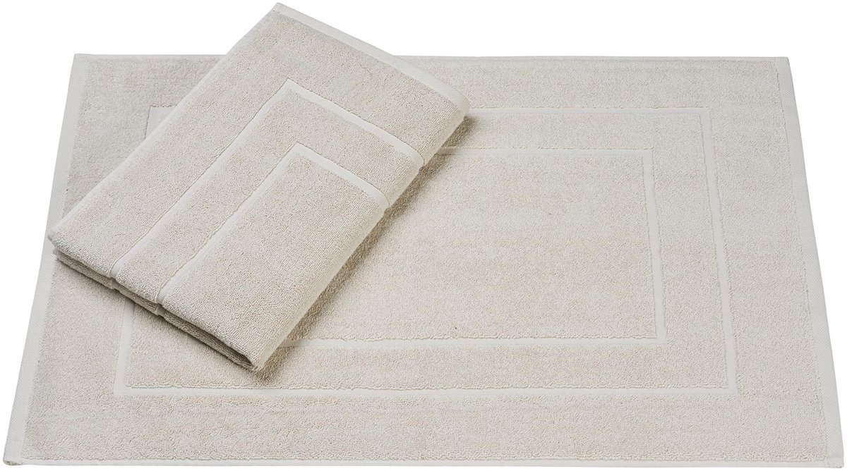 Homewell Badmat | 50 x 70 cm Set van 2 | 100% Katoen | Douchemat Twin Pack | Kleur: Beige