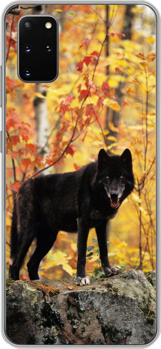 Telefoonhoesje Geschikt voor Samsung Galaxy S20 Plus hoesje - Wolf - Rots - Boom - Siliconen Telefoonhoesje Telefoonhoesje