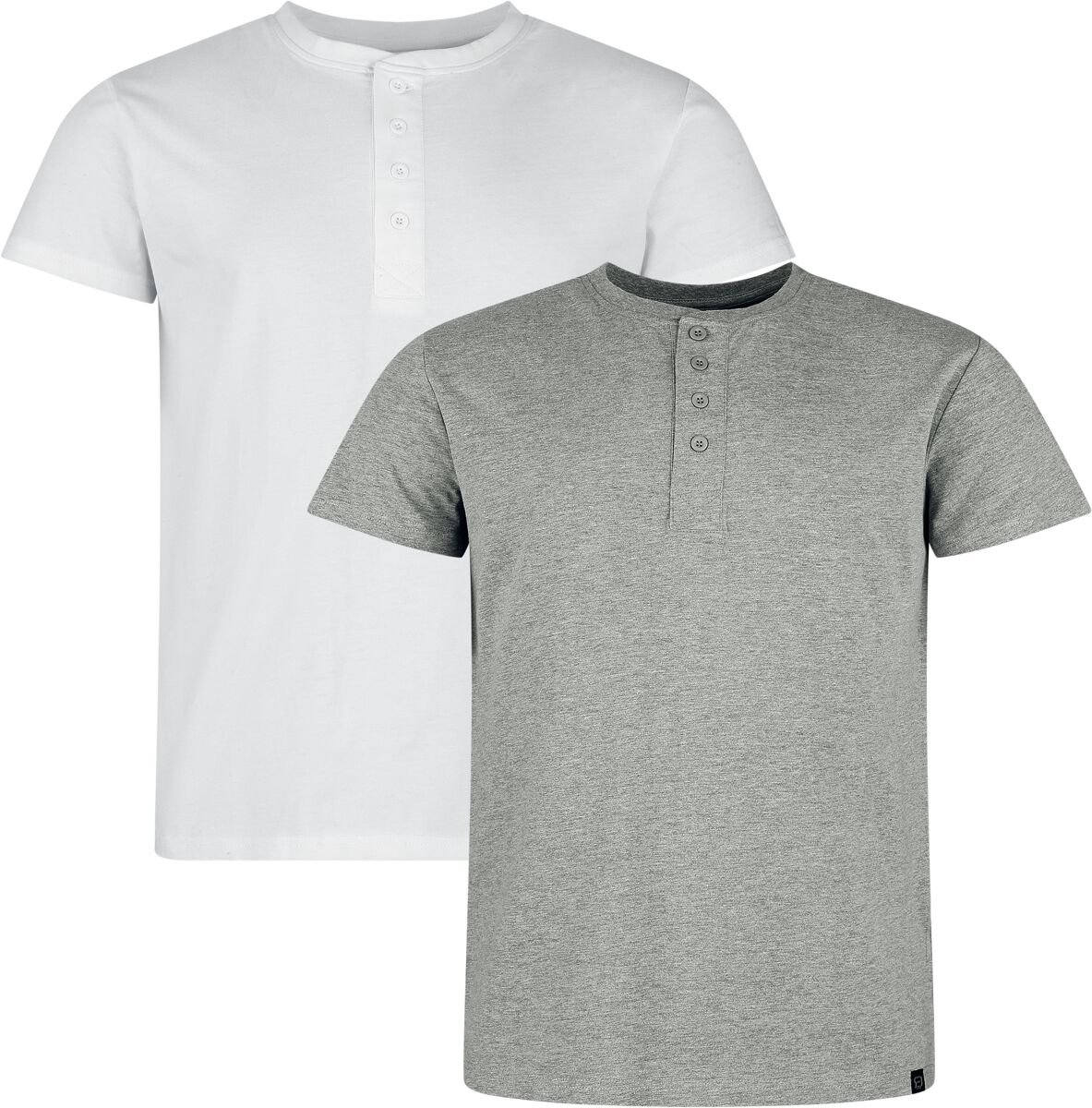 R.E.D. Rock-Engineered Design Zwarte/paarse basic tops met knoopsluiting - Heren - S