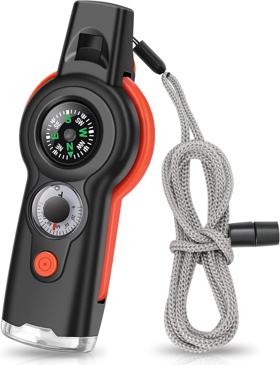 DOWO® - Survival Set - Kompas – Thermometer - 7 in 1 - – Noodfluitje - Zaklamp - Vergrootglas – Signaalspiegel - Avonturen - Kamperen - Bergbeklimmen