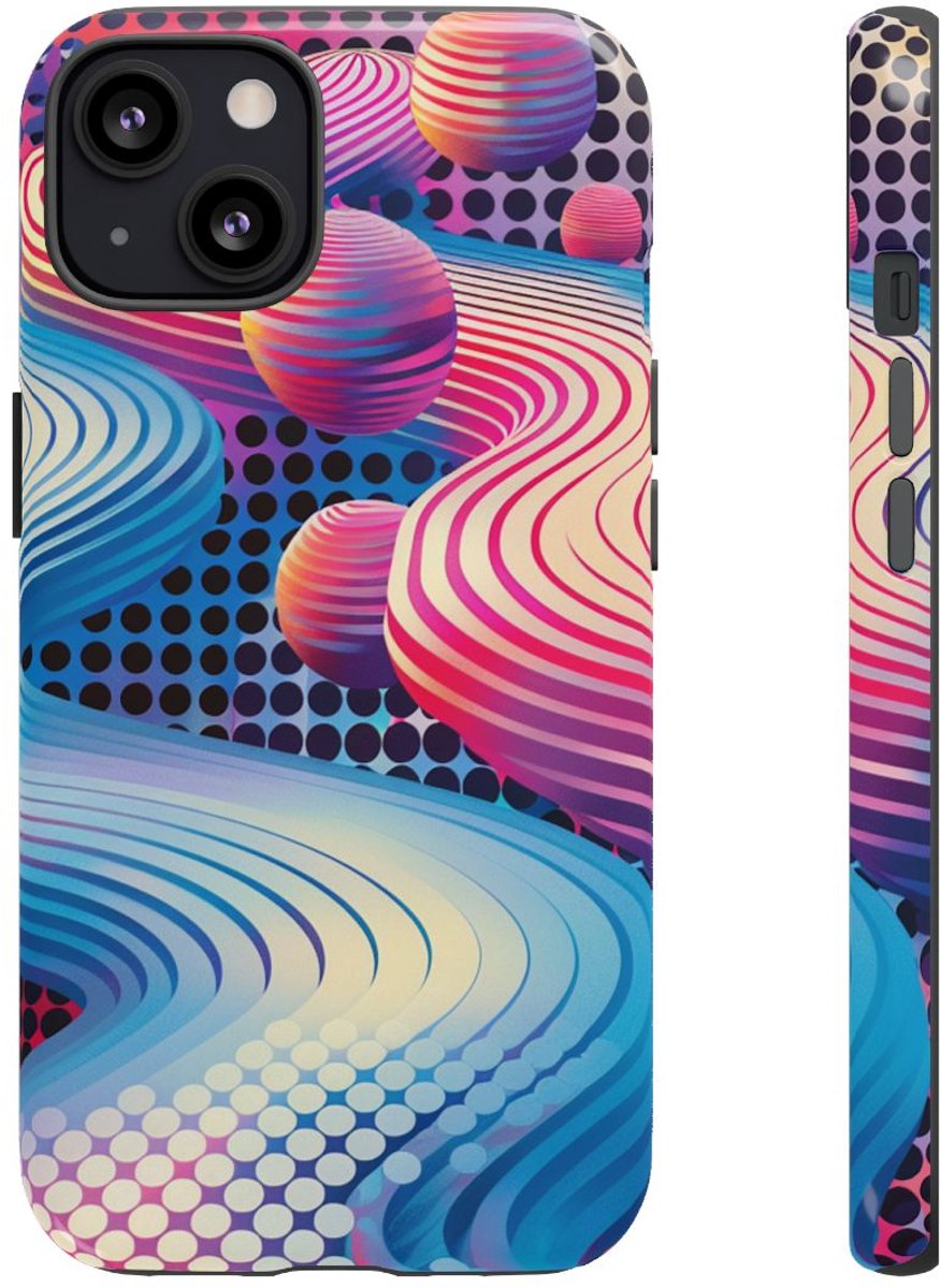 Kleurrijke Abstracte 3D-Golven en Bollen – Telefoonhoesje Geschikt voor iPhone 13