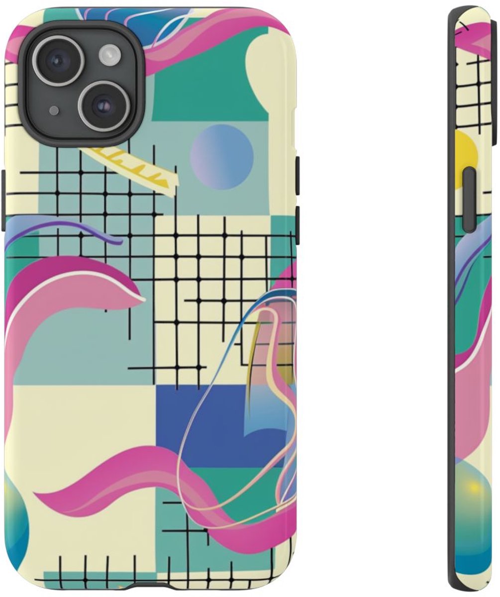 Kleurrijk Abstract Geometrisch Patroon – Telefoonhoesje Geschikt voor iPhone 15 Plus