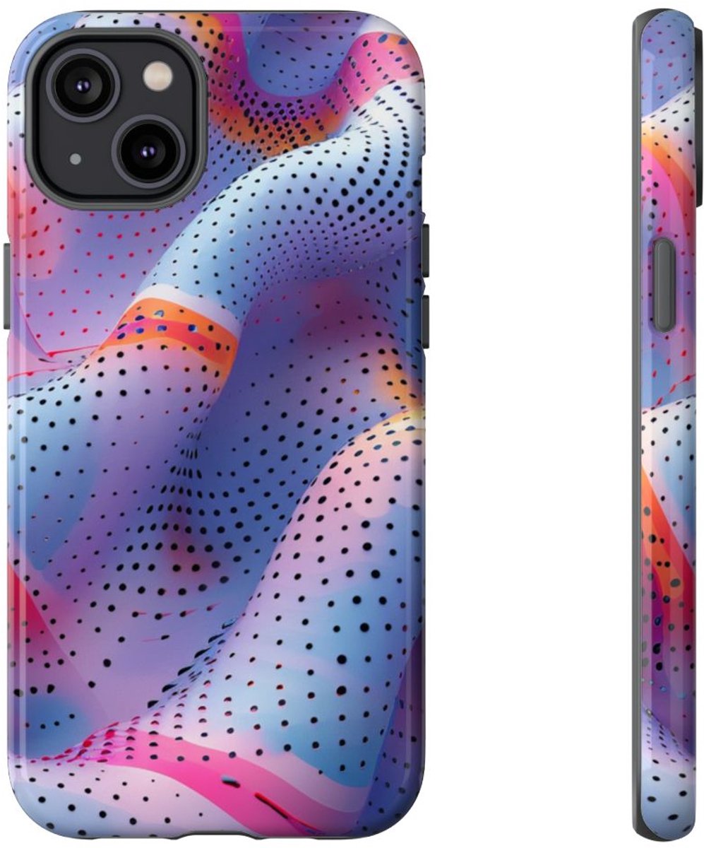 Abstracte Golvende Stippenpatroon – Telefoonhoesje Geschikt voor iPhone 14 Plus