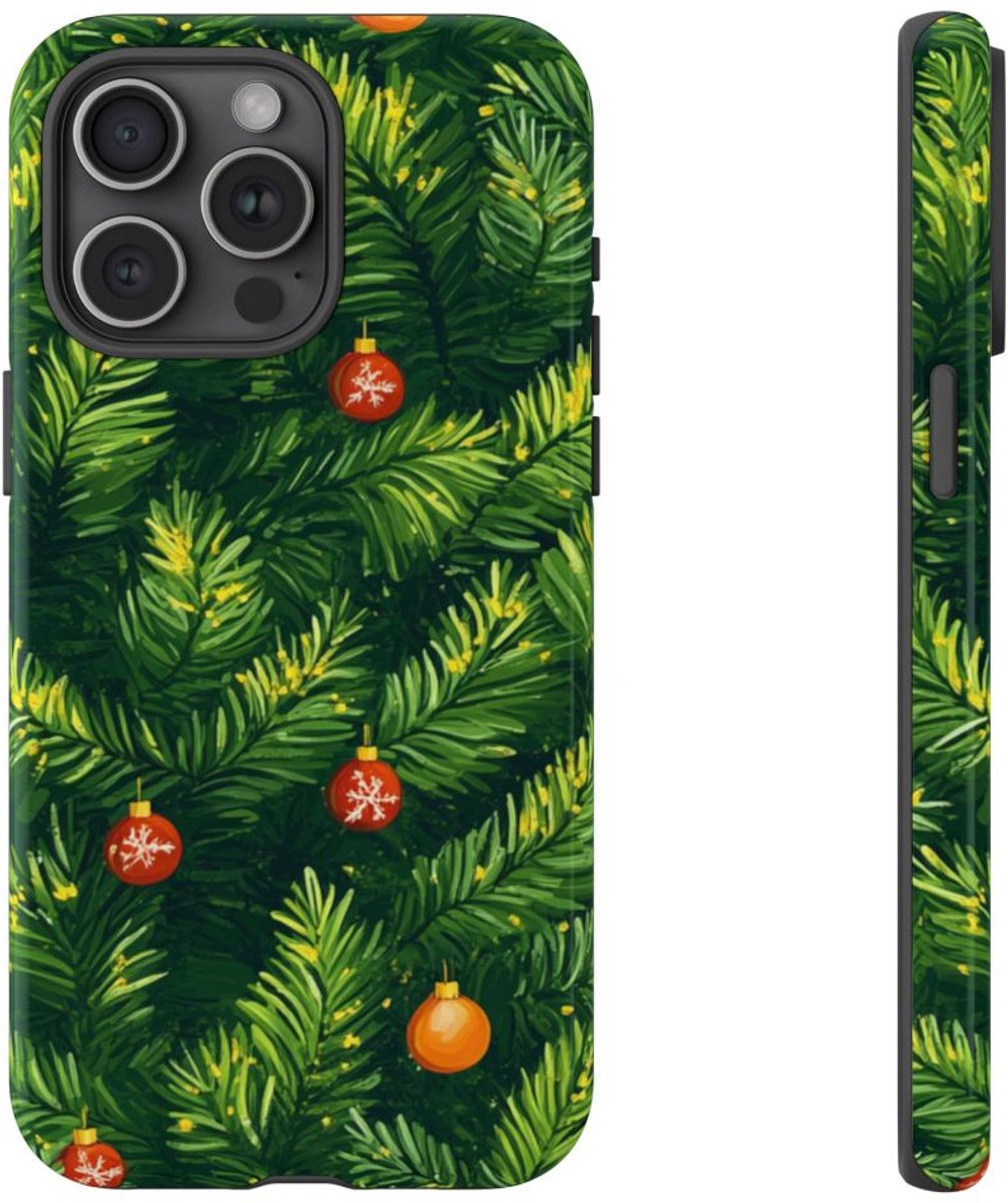 Kerst Dennentakken met Versieringen – Telefoonhoesje Geschikt voor iPhone 15 Pro Max
