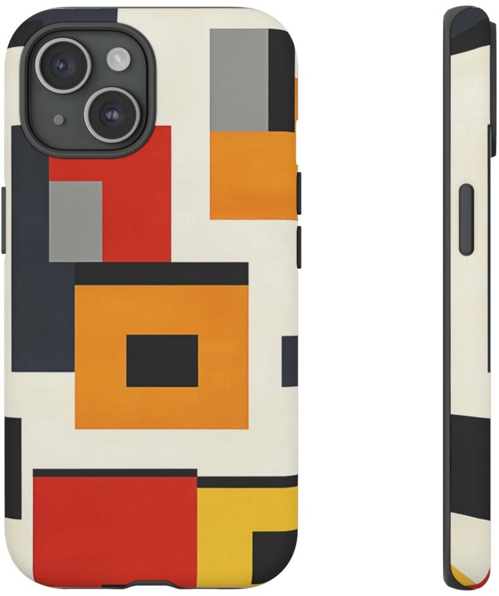 Geometrisch Abstracte Kleurenblokken – Telefoonhoesje Geschikt voor iPhone 15