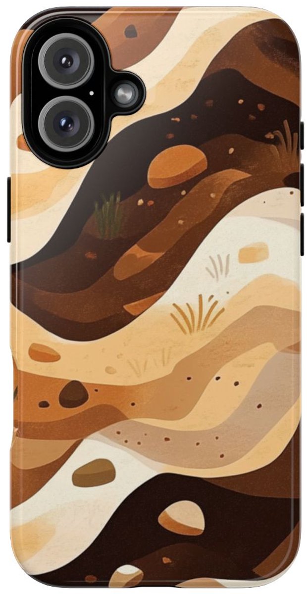 Aardse Bodemlagen Patroon – Telefoonhoesje Geschikt voor iPhone 16 Plus