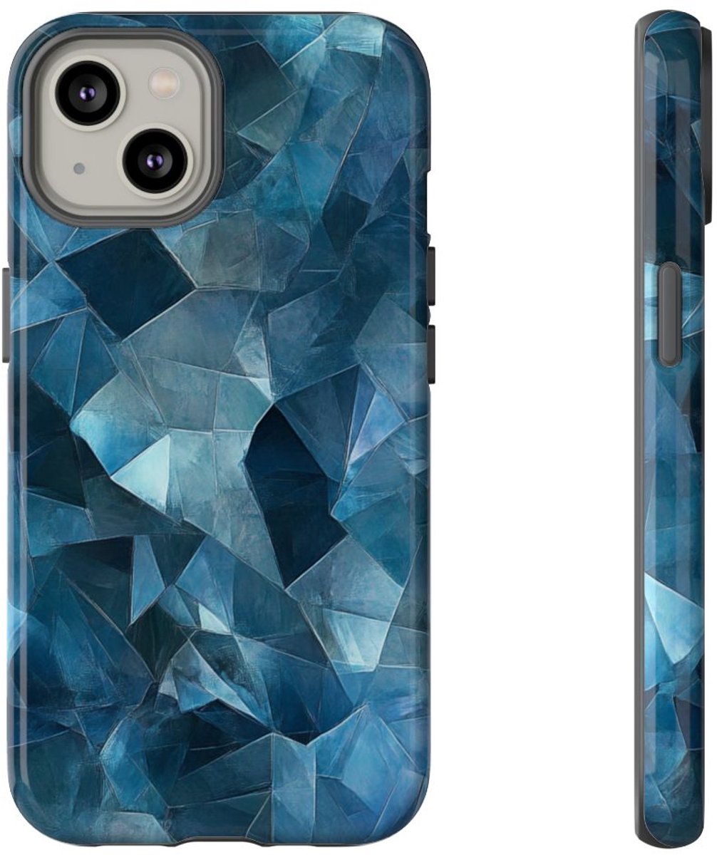 Blauw Gekristalliseerd Abstract Patroon – Telefoonhoesje Geschikt voor iPhone 14