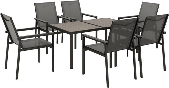 Ensemble de salle à manger de patio Outsunny 150 x 88 x 72 cm, gris acier