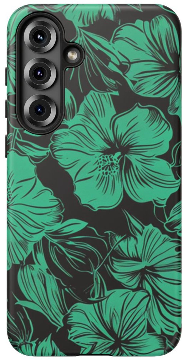 Groen Hawaïaans Bloemenpatroon – Telefoonhoesje Geschikt voor Galaxy S25 Plus