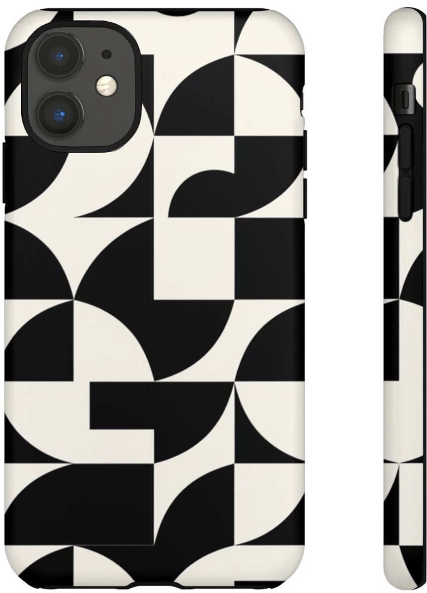 Zwart-Wit Geometrisch Abstract Patroon – Telefoonhoesje Geschikt voor iPhone 11