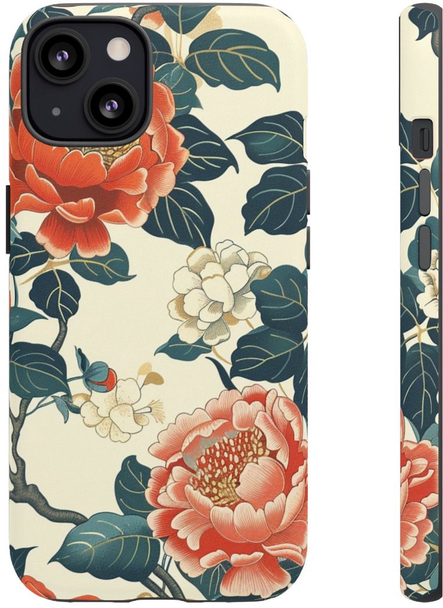 Vintage Pioenrozenpatroon – Telefoonhoesje Geschikt voor iPhone 13