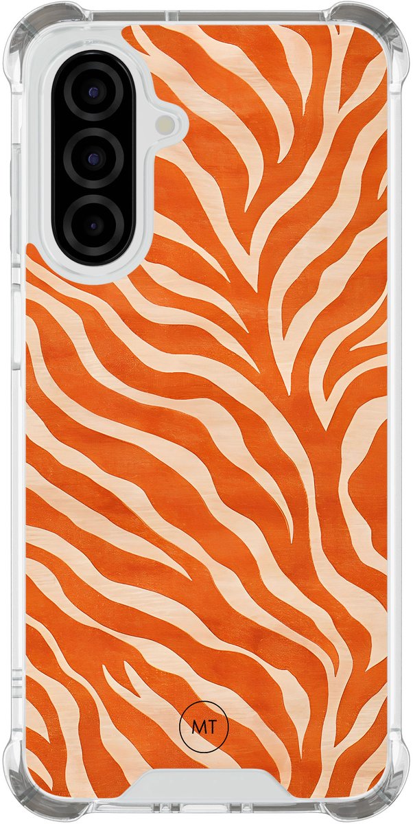 Hoesje (shockproof) geschikt voor Samsung Galaxy A26 - Zebra oranje - Extra sterke case - TPU/polycarbonaat - Print - Oranje, Transparant