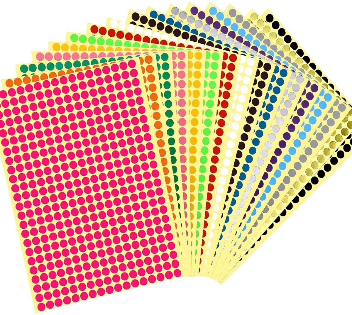 EXCITAT Stippen stickers - Gekleurde zelfklevende stippenstickers - Kleine kleurgecodeerde labels - Markeringsstippen voor etikettering - 6 mm - 16 kleuren