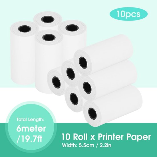 Thermische Rollen 10 Stuks - 55 Mm X 600 Mm - Papierrollen Transparant Warmteklevend Papier voor Mini Thermische Pocketfotoprinter en Fotoprinter Accessoires van Phomemo — afbeelding 3