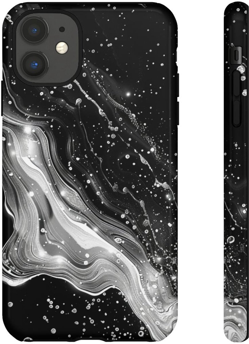 Zwart-Wit Abstracte Galaxie – Telefoonhoesje Geschikt voor iPhone 11