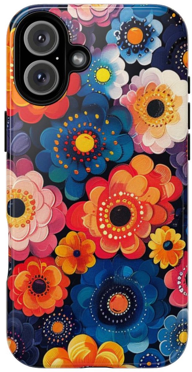 Levendig Abstract Bloemenpatroon – Telefoonhoesje Geschikt voor iPhone 16 Plus
