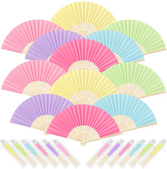 4x stuks handwaaiers/Tai Chi waaiers Kung Fu zwart - polyester - Verkoeling in de zomer