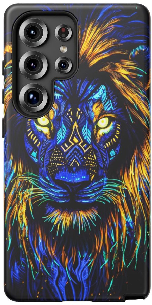Gloeiende Leeuwengezicht Kunst – Telefoonhoesje Geschikt voor Galaxy S25 Ultra