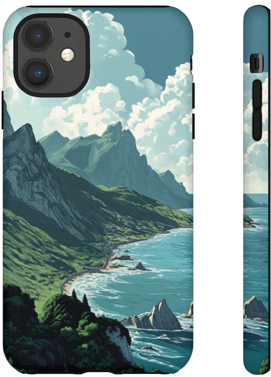 Berg- en Zeelandschap – Telefoonhoesje Geschikt voor iPhone 11