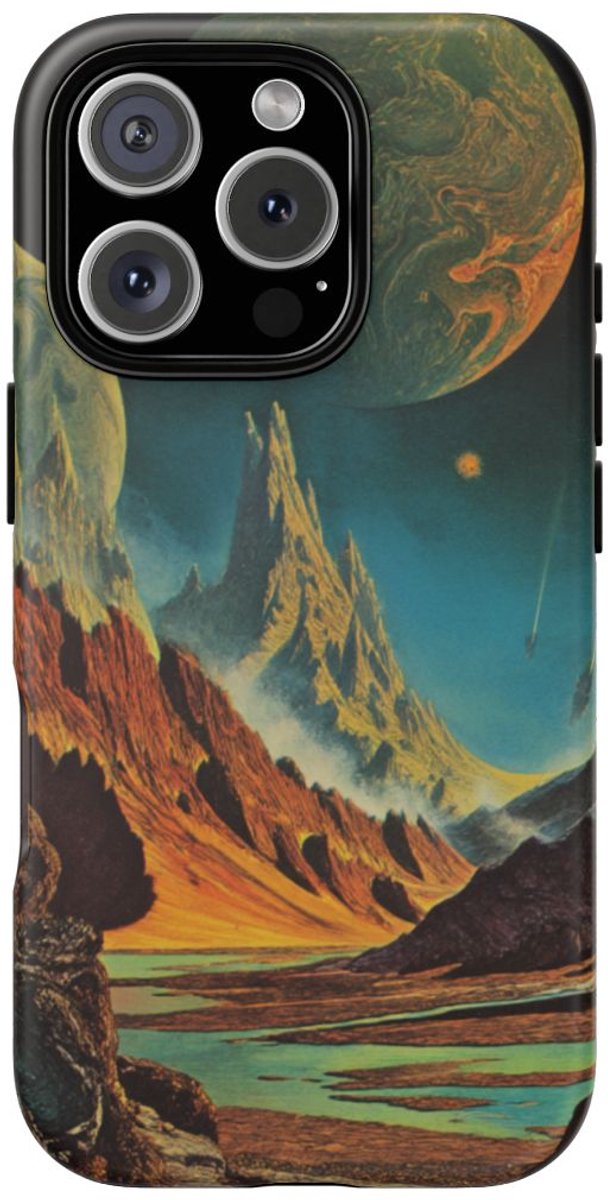 Surrealistisch Buitenaards Landschap – Telefoonhoesje Geschikt voor iPhone 16 Pro