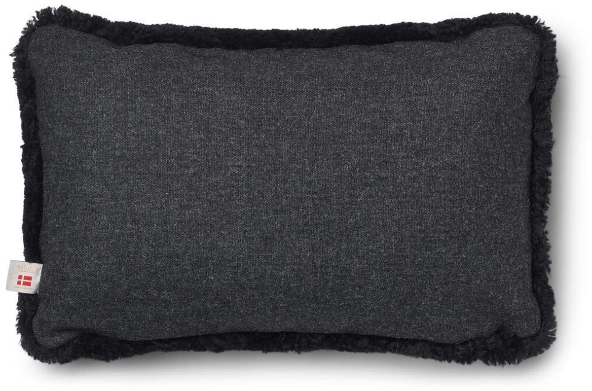 Sheepskin House Kortharig Schapenvacht Kussen - 34x52 cm Charcoal/Black