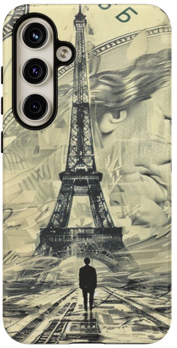 Eiffeltoren op Dollarbiljet Illustratie – Telefoonhoesje Geschikt voor Galaxy S24 Plus