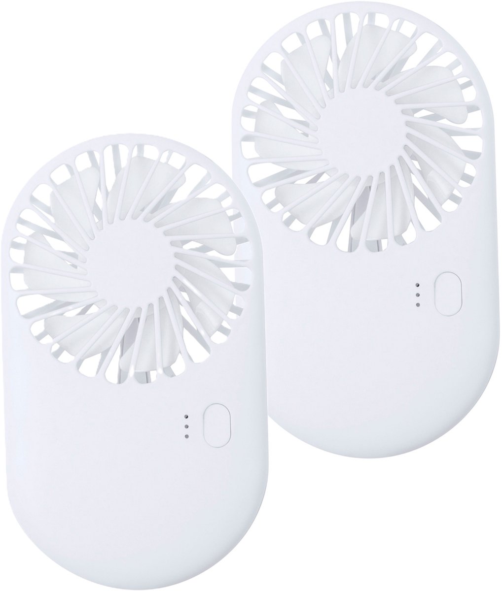 Mini ventilator houder Fanger - 2x - wit - 7 x 13 x 3 cm - verkoeling in zomer