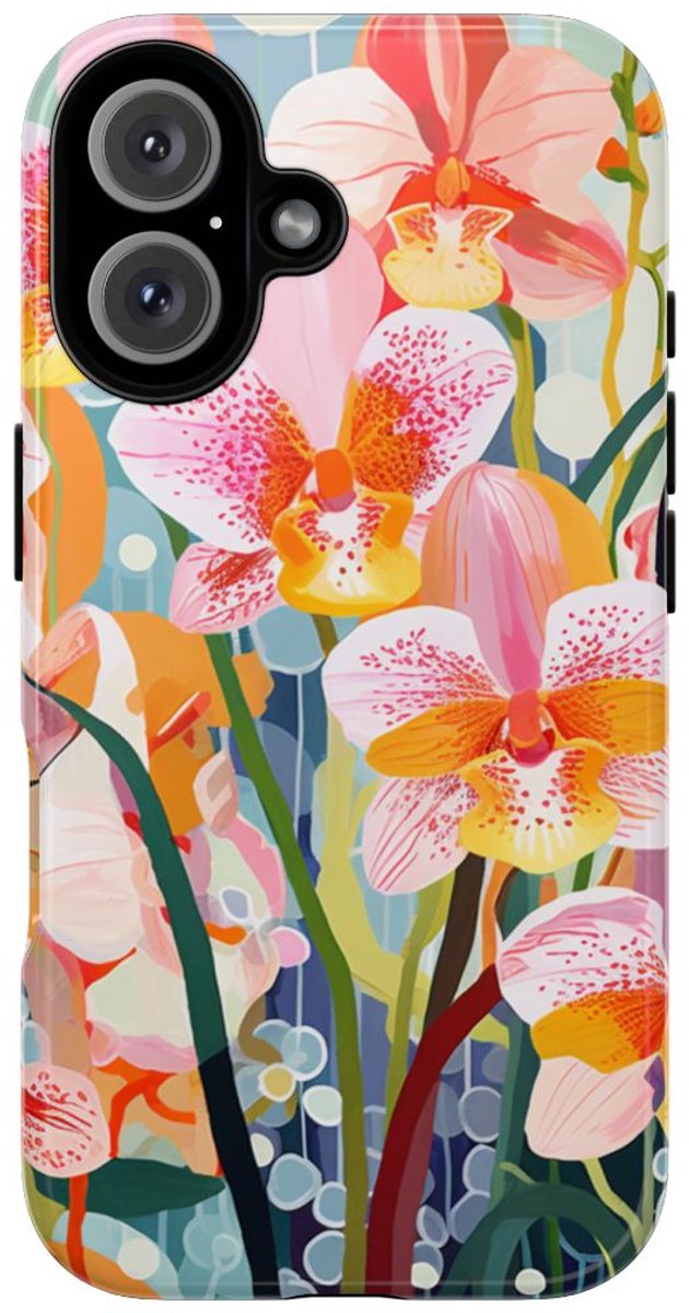 Kleurrijke Orchideeën Illustratie – Telefoonhoesje Geschikt voor iPhone 16