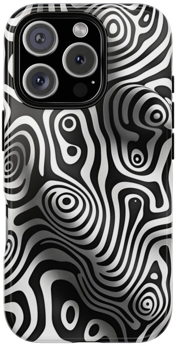 Zwart-Wit Abstract Lijnenspel – Telefoonhoesje Geschikt voor iPhone 16 Pro