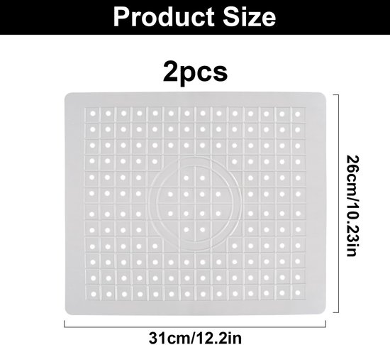 Spoelbakmat, 2 stuks afdruipmat, voedselveilig pvc, 31 x 26 cm, zwart