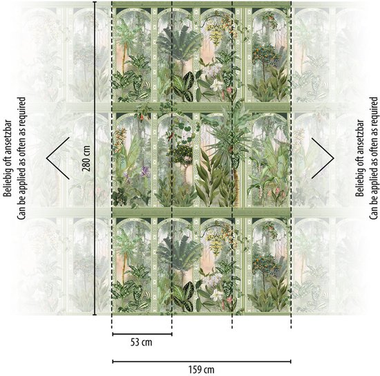 PAPIERS PEINTS FORÊT ORNEMENTAL | Serre tropicale - Vert Brun Wit - Livingwalls The Wall II