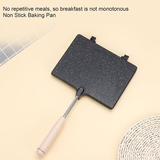 Dubbelzijdige Gegrilde Panini-maker - Sandwichmaker met Anti-aanbak Borden - Snel Ontbijtbooster - Gemakkelijke Carry voor Gezinsgebruik - Aluminiumlegering - Massief Hout - 23 X van Merkloos	 — afbeelding 2