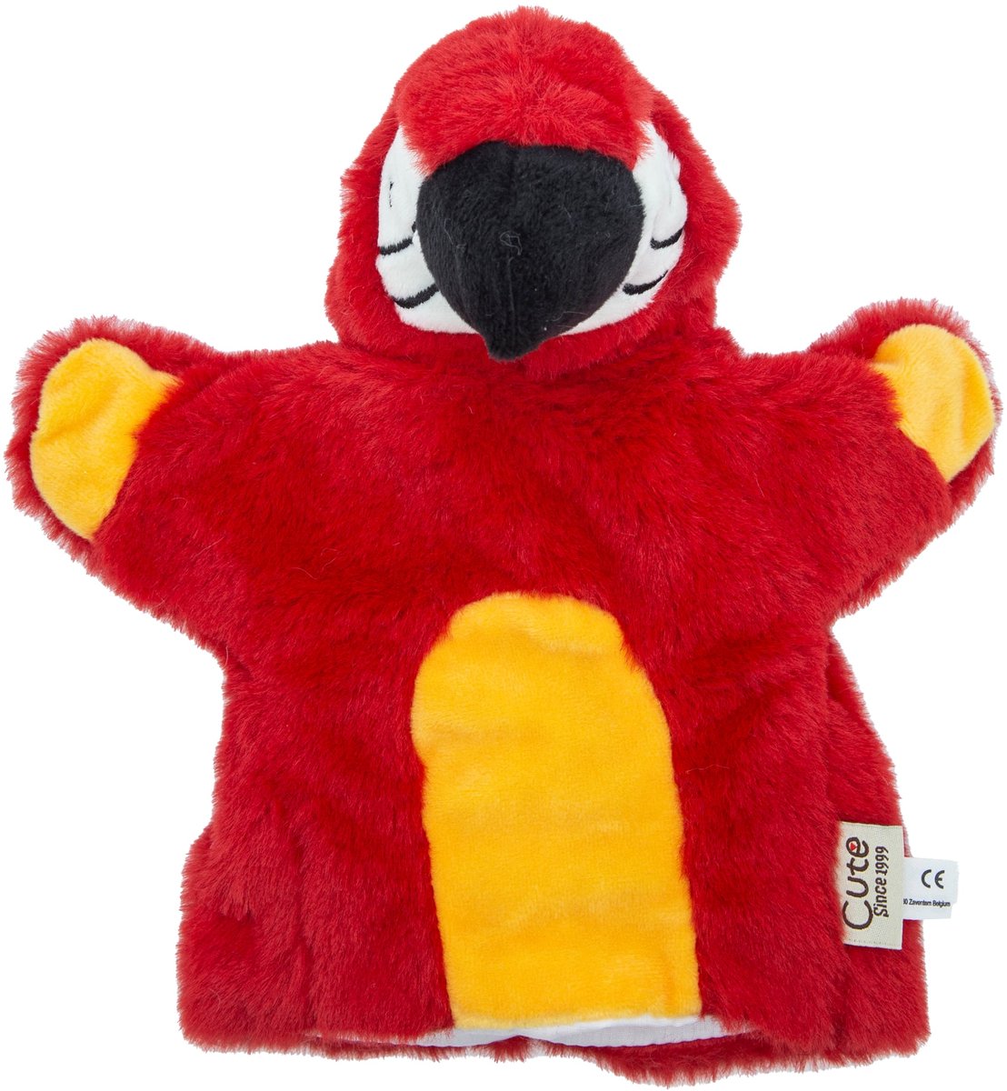 Cute since 1999 - Knuffel handpop Rode Papegaai - Dier knuffel - Handpop voor poppenkast - 20cm