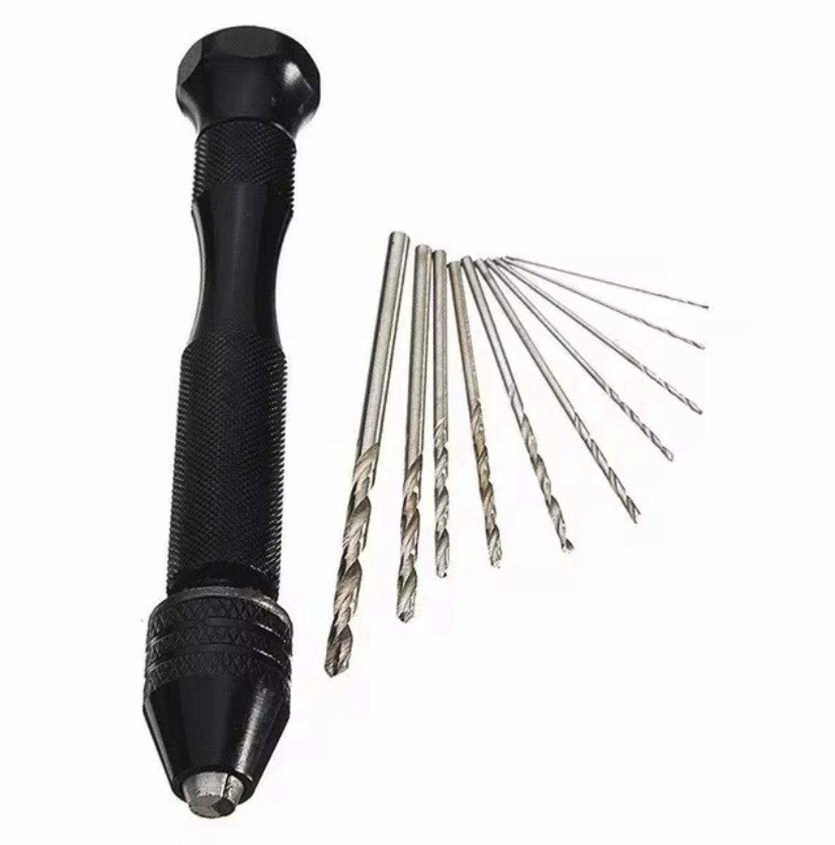 Kleine handboor - Mini handboortje - Aluminiumlegering - Met 10 boortjes - Hand boor - Mini-boormachine - Boren - Zwart - Compacte boor - CHPN