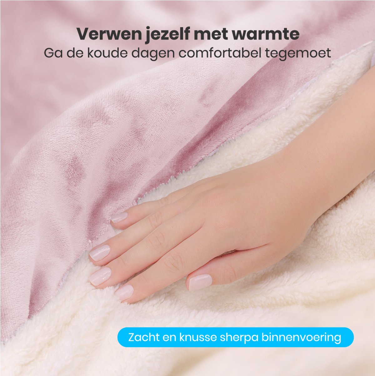 Auronic Elektrische Deken - 200 x 180 cm - 2 Persoons Warmtedeken - 9 Warmte en Timerstanden - Verwarmingsdeken - Sherpa Fleece - Roze – foto 4