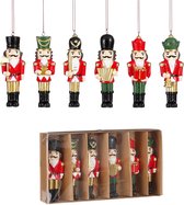 Mica Decorations Kerstornament Notenkraker - Set van 6 - L4 x B2 x H11 cm - Polyester - Rood