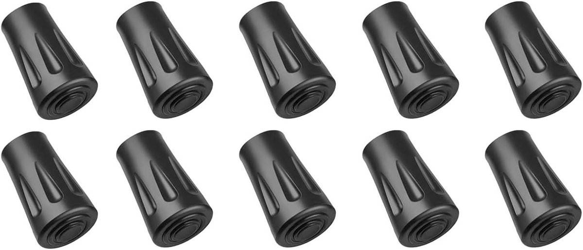 Allecto Plus - Rubberen buffer reservevoeten - Nordic Walking stokken - Zwart - Set van 10 - Trekking pads - Ronde wandelstokken - Reservevoet rubberen buffer