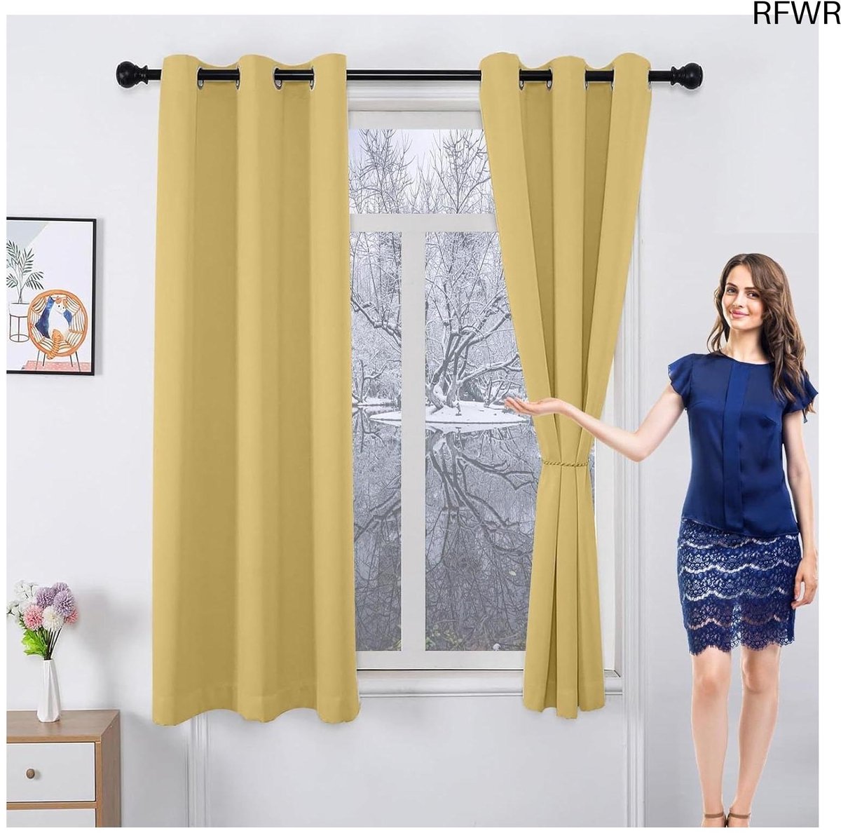 RFWR® Linnenlook Deurgordijn 220 x 70 cm - Wasbaar, Insectenbescherming, Polyester, Voor Ramen, Balkon, Bruiloft, Geel