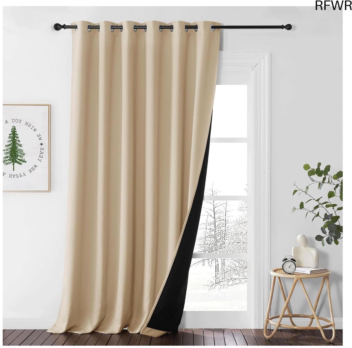 RFWR® Verduisterende Gordijnen met Lussen - 100% Lichtwerend en Thermisch Isolerend - Geschikt voor Woonkamer en Slaapkamer - 200x245cm - Biscotti Beige