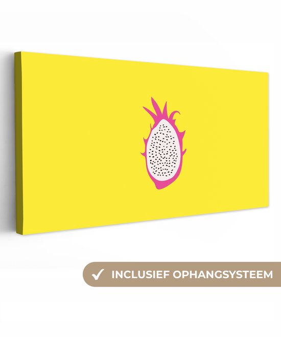 Canvas schilderij 160x80 cm - Exclusieve wanddecoratie Illustratie - Drakenvrucht - Kleurrijk - Muurdecoratie woonkamer - Slaapkamer decoratie - Kamer accessoires - Schilderijen op canvas