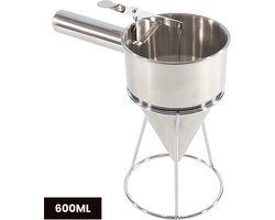 ZoeZo Beslag dispenser RVS - Deeg Dispenser - Giettrechter voor Beslag, Cupcakes, Pannenkoeken en Muffins - Vaatwasserbestendig - Batter - Dosering - Ø13x20 cm
