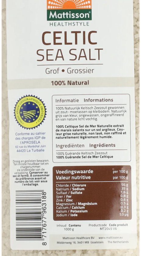 Mattisson - Keltisch Zeezout grof - Celtic Sea Salt - Navulzak 1 kg
