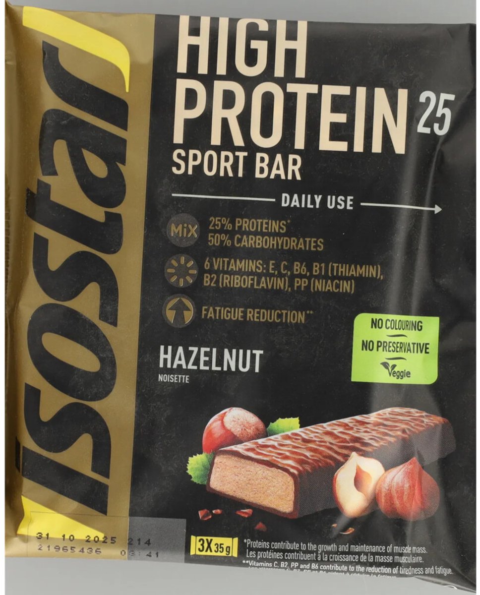 Isostar - High Protein 25 Hazelnoot 3-Pack - 20 x 105 gr - Voordeelverpakking