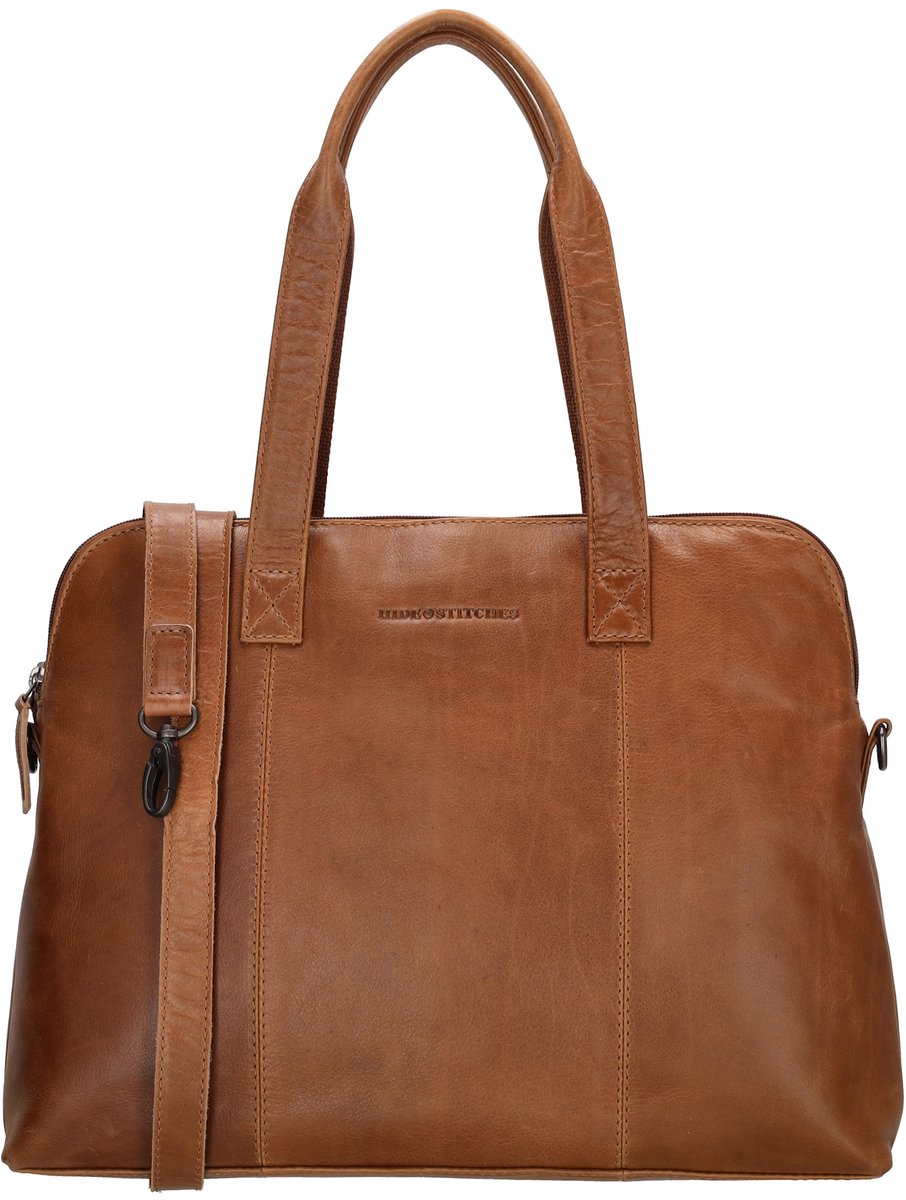 Hide & Stitches Porto Laptoptas 13,3 inch - Leer - Shopper - Schoudertas - Leren Dames Tas - Bruin