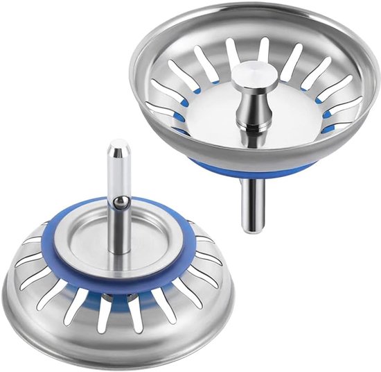 Anpro Roestvrij stalen keukengootsteen, zeef, afvoerzeef, keukenspoelbak, stopper, zeefmandje met kegels (20 sleuven) voor stopbediening, 82 mm Anpro Roestvrij stalen keukengootsteen, zeef, afvoerzeef, keukenspoelbak, stopper, zeefmandje met kegels (20 sleuven) voor stopbediening, 82 mm